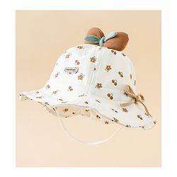 Babyhug Bucket Hat with Floral Print & Bow Applique Pink - Diameter 16 cm