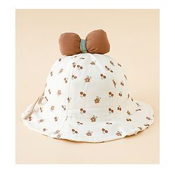 Babyhug Bucket Hat with Floral Print & Bow Applique Pink - Diameter 16 cm