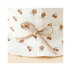 Babyhug Bucket Hat with Floral Print & Bow Applique Brown - Diameter 16 cm