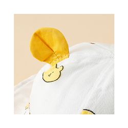 Babyhug Bucket Hat with Bear Print & Ear Applique Yellow - Diameter 16 cm