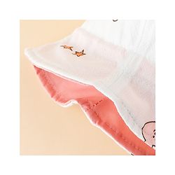 Babyhug Bucket Hat with Bear Print & Ear Applique Pink - Diameter 16 cm