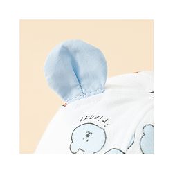 Babyhug Bucket Hat with Bear Print & Ear Applique Yellow - Diameter 16 cm