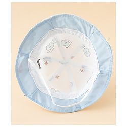 Babyhug Bucket Hat with Bear Print & Ear Applique Yellow - Diameter 16 cm
