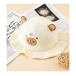 Babyhug Bucket Hat with Embroidery & Ear Applique Light Yellow - Diameter 16 cm