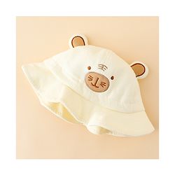 Babyhug Bucket Hat with Embroidery & Ear Applique Light Yellow - Diameter 16 cm