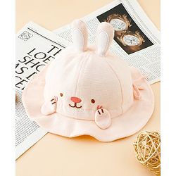 Babyhug Bucket Hat with Embroidery & Ear Applique Light Yellow - Diameter 16 cm