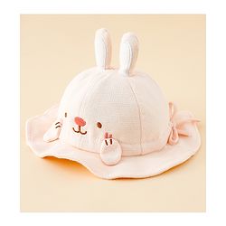 Babyhug Bucket Hat with Embroidery & Ear Applique Light Yellow - Diameter 16 cm