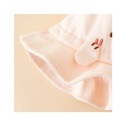 Babyhug Bucket Hat with Embroidery & Ear Applique Light Yellow - Diameter 16 cm