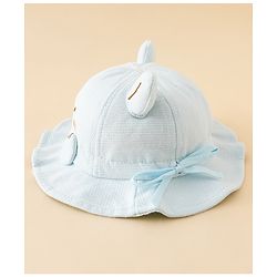 Babyhug Bucket Hat with Embroidery & Ear Applique Light Yellow - Diameter 16 cm