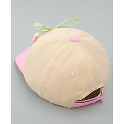 Babyhug Cotton Baseball Cap With Floral Applique Pink - Diameter 17 cm