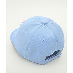 Babyhug Cotton Baseball Cap With Floral Applique Light Blue - Diameter 17 cm