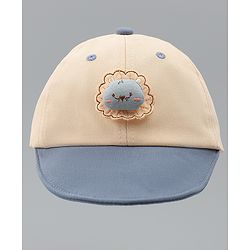 Babyhug Cotton Baseball Cap With Lion Applique Light Blue - Diameter 17 cm