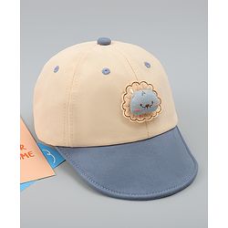 Babyhug Cotton Baseball Cap With Lion Applique Light Blue - Diameter 17 cm