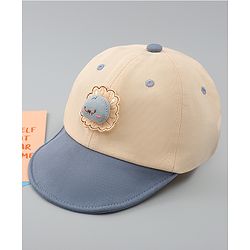 Babyhug Cotton Baseball Cap With Lion Applique Light Blue - Diameter 17 cm