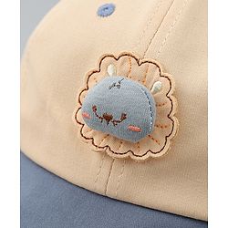 Babyhug Cotton Baseball Cap With Lion Applique Light Blue - Diameter 17 cm