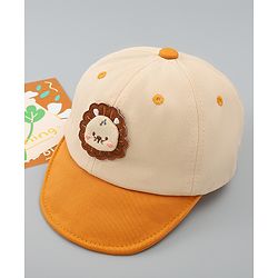 Babyhug Cotton Baseball Cap With Lion Applique Light Blue - Diameter 17 cm