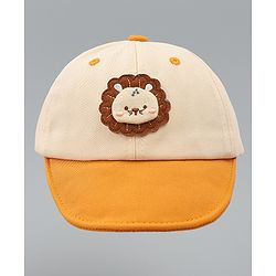 Babyhug Cotton Baseball Cap With Lion Applique Light Blue - Diameter 17 cm