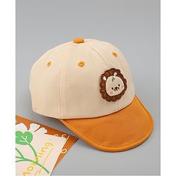 Babyhug Cotton Baseball Cap With Lion Applique Light Blue - Diameter 17 cm