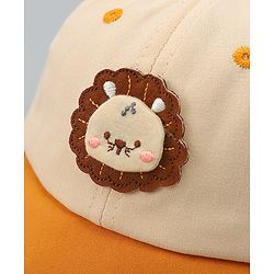Babyhug Cotton Baseball Cap With Lion Applique Light Blue - Diameter 17 cm