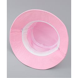Babyhug Cotton Bucket Hat With Floral Applique Pink - Diameter 17 cm