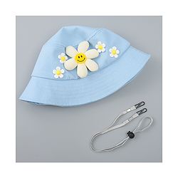 Babyhug Cotton Bucket Hat With Floral Applique Pink - Diameter 17 cm