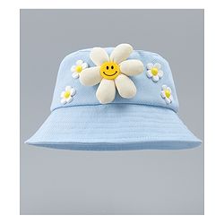 Babyhug Cotton Bucket Hat With Floral Applique Pink - Diameter 17 cm