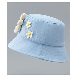 Babyhug Cotton Bucket Hat With Floral Applique Pink - Diameter 17 cm