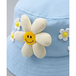 Babyhug Cotton Bucket Hat With Floral Applique Pink - Diameter 17 cm