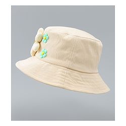 Babyhug Cotton Bucket Hat With Floral Applique Pink - Diameter 17 cm