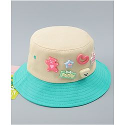 Babyhug Cotton Bucket Hat With Applique Sea Green - Diameter 17 cm