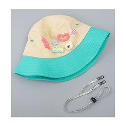Babyhug Cotton Bucket Hat With Applique Sea Green - Diameter 17 cm