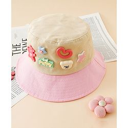 Babyhug Cotton Bucket Hat With Applique Sea Green - Diameter 17 cm