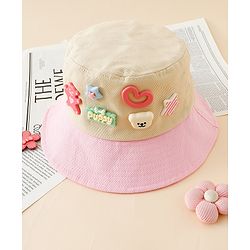 Babyhug Cotton Bucket Hat With Applique Sea Green - Diameter 17 cm