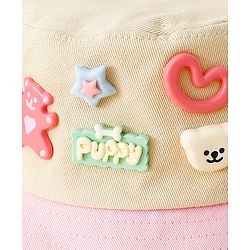 Babyhug Cotton Bucket Hat With Applique Sea Green - Diameter 17 cm