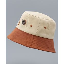 Babyhug 100% Cotton Bucket Hat With Teddy Bear Applique Brown - Diameter 16 cm