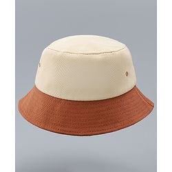 Babyhug 100% Cotton Bucket Hat With Teddy Bear Applique Brown - Diameter 16 cm