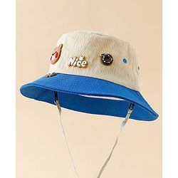Babyhug Cotton Bucket Hat With Teddy Bear Applique Brown - Diameter 17 cm