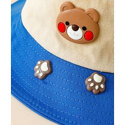 Babyhug Cotton Bucket Hat With Teddy Bear Applique Brown - Diameter 17 cm