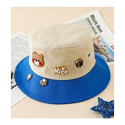 Babyhug Cotton Bucket Hat With Teddy Bear Applique Brown - Diameter 17 cm