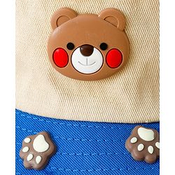 Babyhug Cotton Bucket Hat With Teddy Bear Applique Brown - Diameter 17 cm