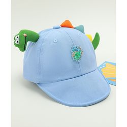 Babyhug Cotton Baseball Cap With Dino Applique Beige - Diameter 17 cm