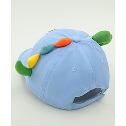 Babyhug Cotton Baseball Cap With Dino Applique Beige - Diameter 17 cm