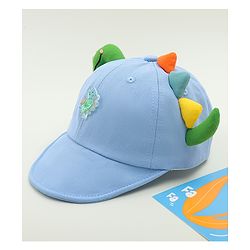 Babyhug Cotton Baseball Cap With Dino Applique Beige - Diameter 17 cm