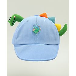 Babyhug Cotton Baseball Cap With Dino Applique Beige - Diameter 17 cm