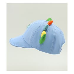 Babyhug Cotton Baseball Cap With Dino Applique Beige - Diameter 17 cm
