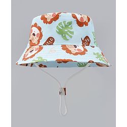 Babyhug Bucket Hat with Jungle Theme Print Light Blue - Diameter 16 cm
