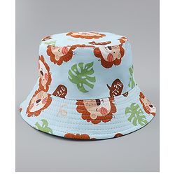 Babyhug Bucket Hat with Jungle Theme Print Light Blue - Diameter 16 cm