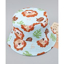 Babyhug Bucket Hat with Jungle Theme Print Light Blue - Diameter 16 cm