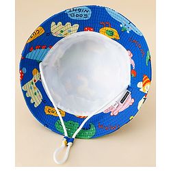 Babyhug Bucket Hat with Jungle Theme Print Blue - Diameter 16 cm