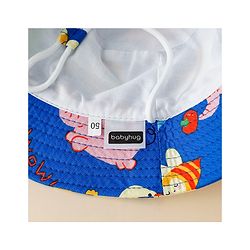 Babyhug Bucket Hat with Jungle Theme Print Blue - Diameter 16 cm